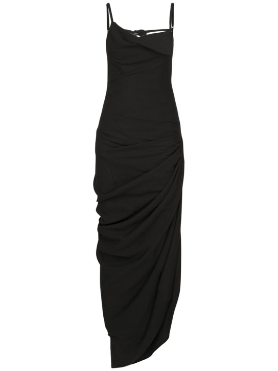 Jacquemus: Vestido largo de viscosa - Negro - women_0 | Luisa Via Roma