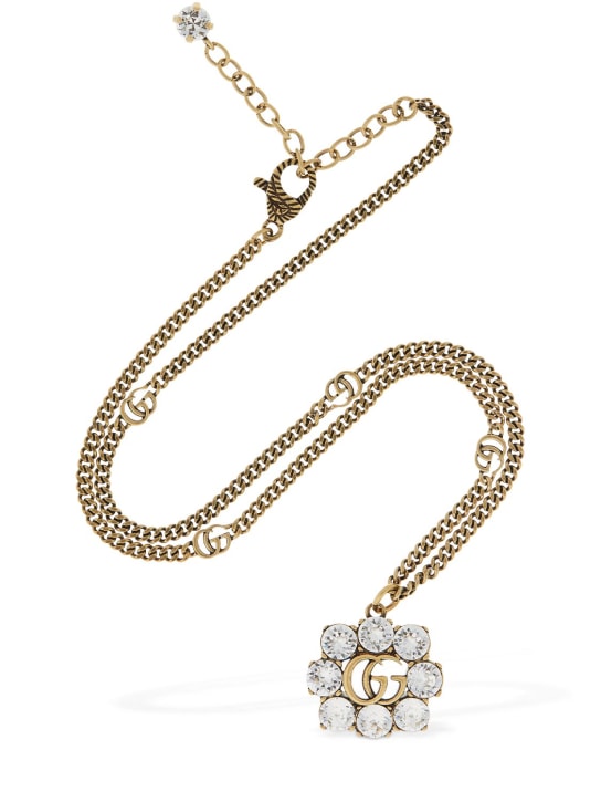 Gucci: GG Marmont necklace w/ crystal - Gold/Crystal - women_1 | Luisa Via Roma