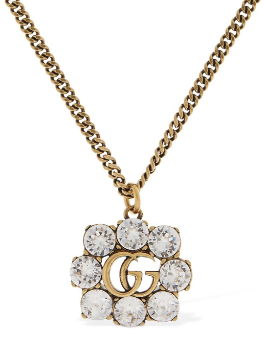 Gucci: GG Marmont necklace w/ crystal - Gold/Crystal - women_0 | Luisa Via Roma