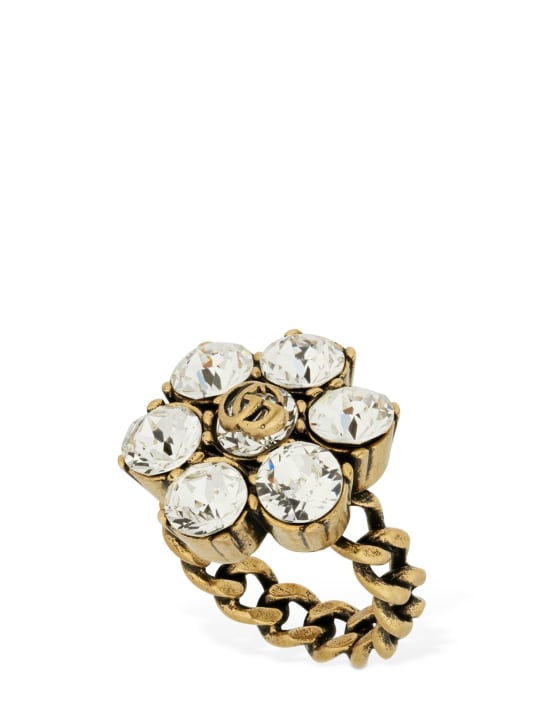 Gucci: DICKER RING MIT KRISTALLEN „GG MARMONT“ - Gold/Kristall - women_0 | Luisa Via Roma