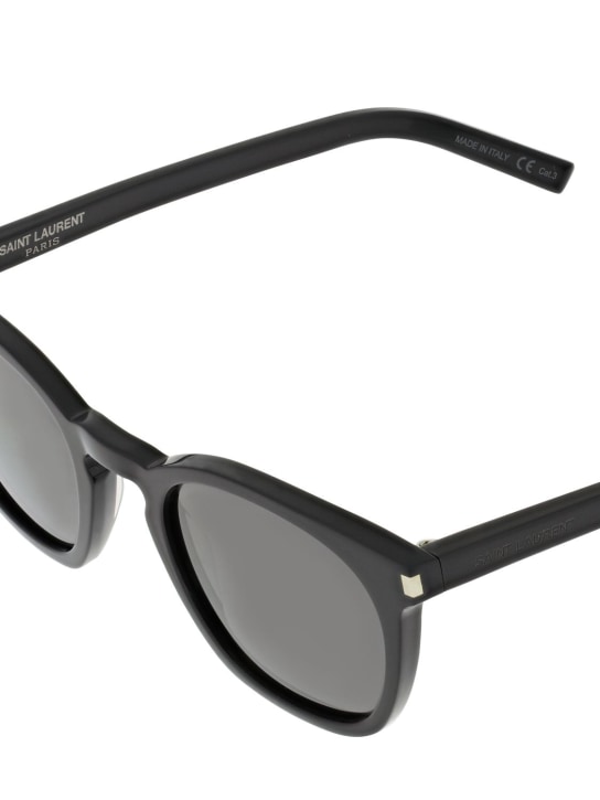 Saint Laurent: SL 28 Slim round acetate sunglasses - Black/Smoke - men_1 | Luisa Via Roma