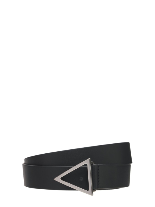 Bottega Veneta: 3cm V buckle leather belt - Black - men_0 | Luisa Via Roma
