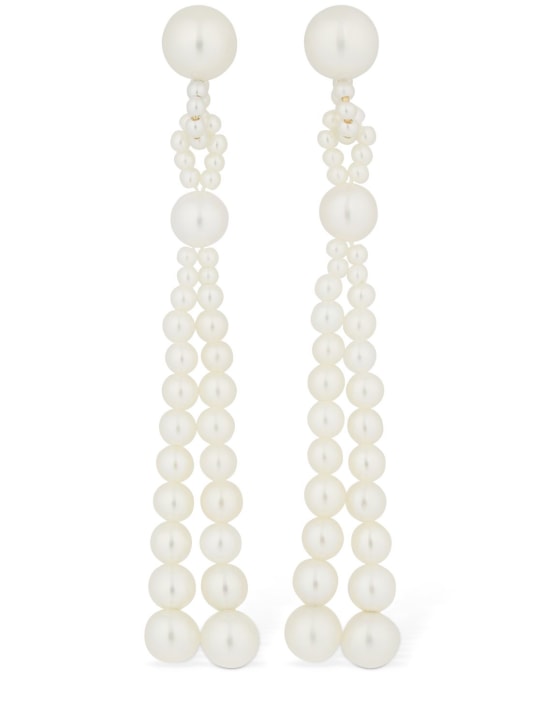 Sophie Bille Brahe: Opera pearl pendant earrings - Pearl - women_0 | Luisa Via Roma