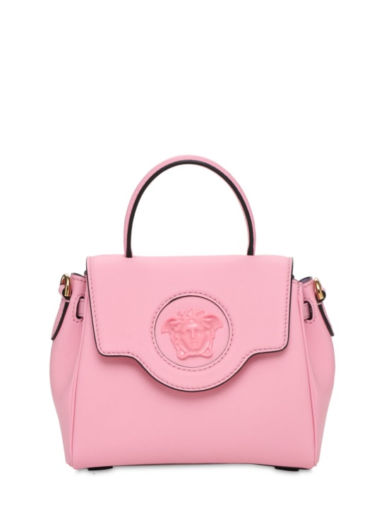 Versace: Small leather Medusa top handle bag - Baby Pink - women_0 | Luisa Via Roma
