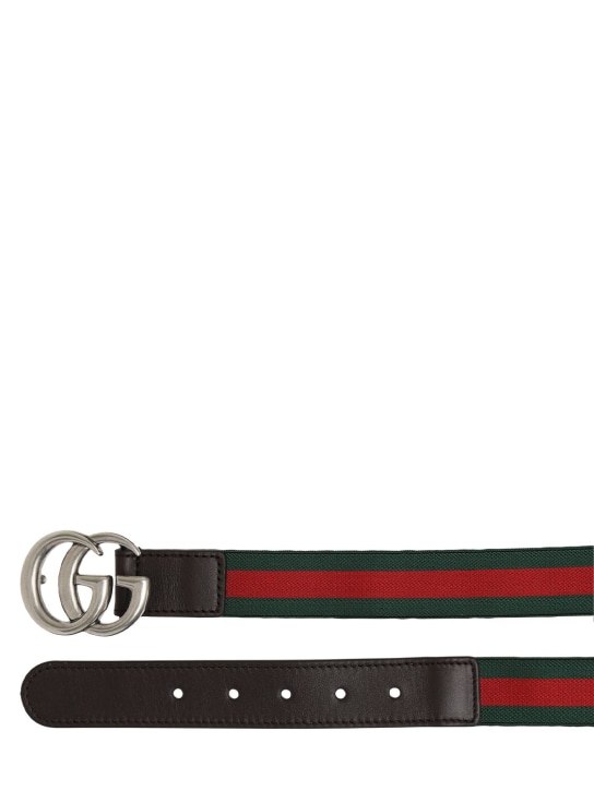 Gucci: Cintura elasticizzata con dettaglio web - Marrone - kids-boys_1 | Luisa Via Roma