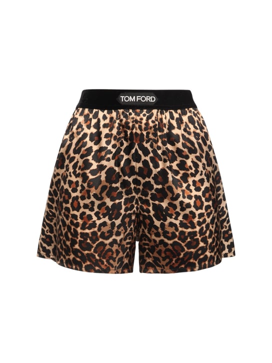 Tom Ford: Shorts in raso di seta leopard - Multicolore - women_0 | Luisa Via Roma