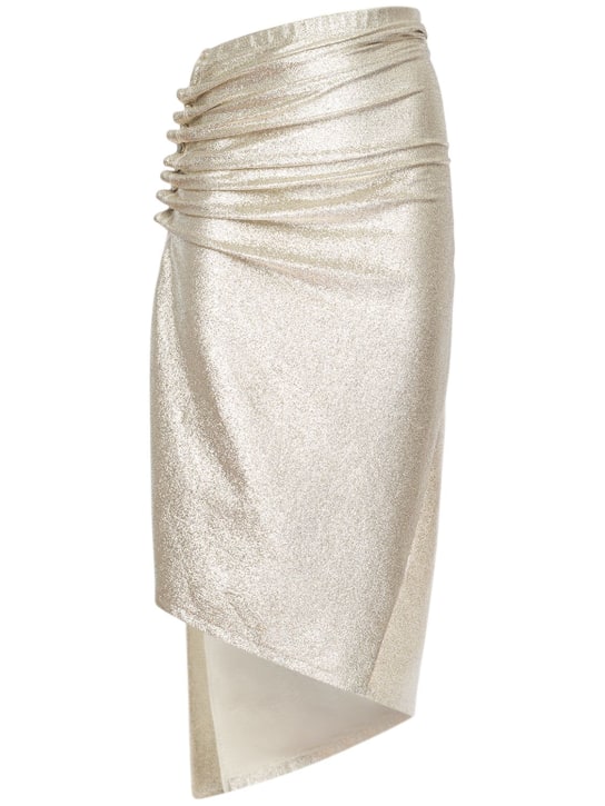Rabanne: Asymmetric stretch jersey lurex skirt - Silver/Gold - women_0 | Luisa Via Roma
