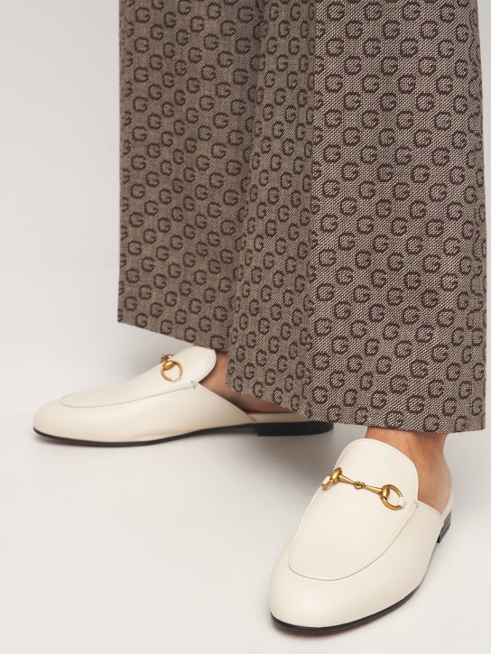 Gucci: 10mm Princetown leather mules - White - women_1 | Luisa Via Roma