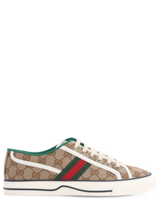 Gucci: Sneakers Gucci Tennis 1977 in tela 10mm - Marrone/Verde - women_0 | Luisa Via Roma