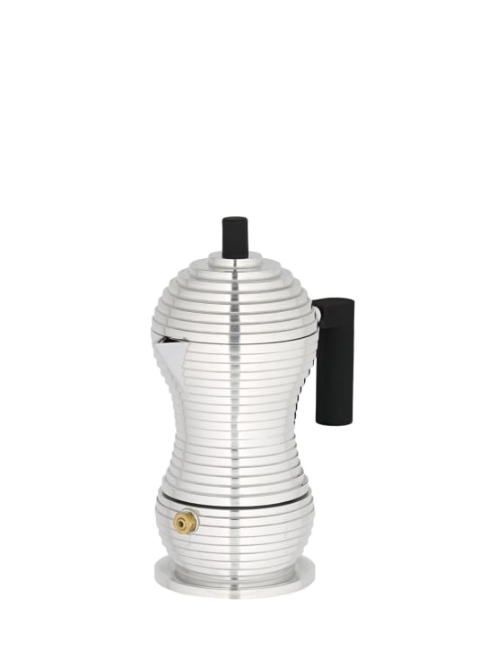 Alessi: Pulcina XS espresso coffee maker - Silver/Black - ecraft_0 | Luisa Via Roma