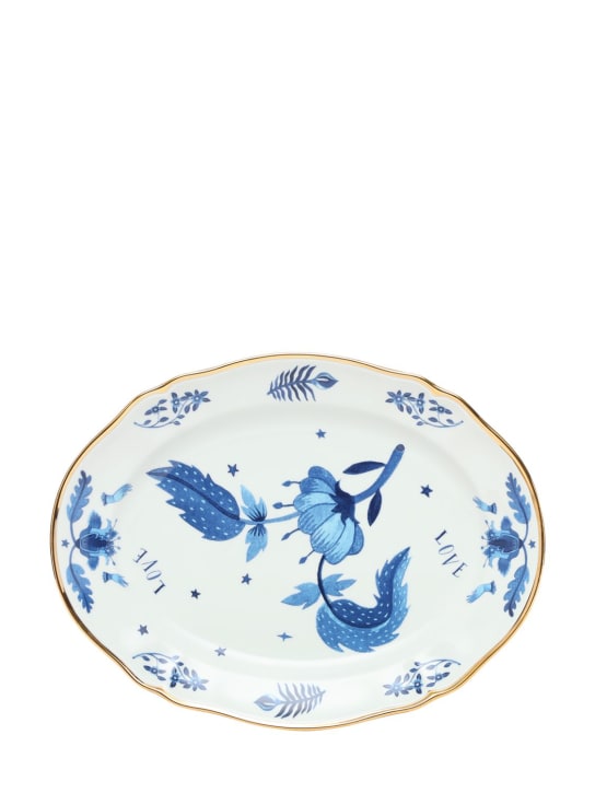 Bitossi Home: Blue Floral oval platter - Blue/White - ecraft_0 | Luisa Via Roma