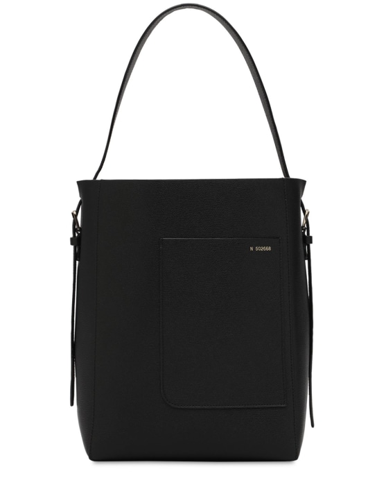 Valextra: Medium soft grained leather tote bag - Black - women_0 | Luisa Via Roma