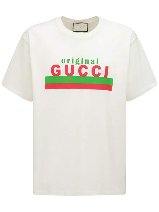 Gucci: T-shirt en coton imprimé Gucci Original - Blanc - men_0 | Luisa Via Roma