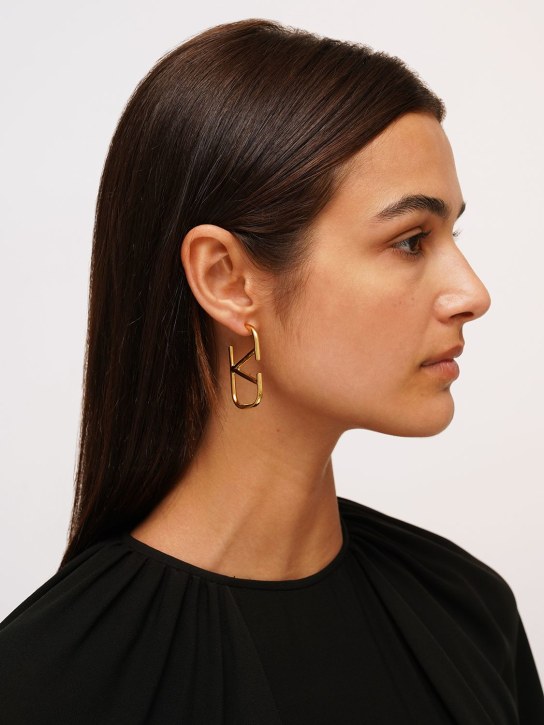 Valentino Garavani: 4.5cm V logo signature earrings - Gold - women_1 | Luisa Via Roma