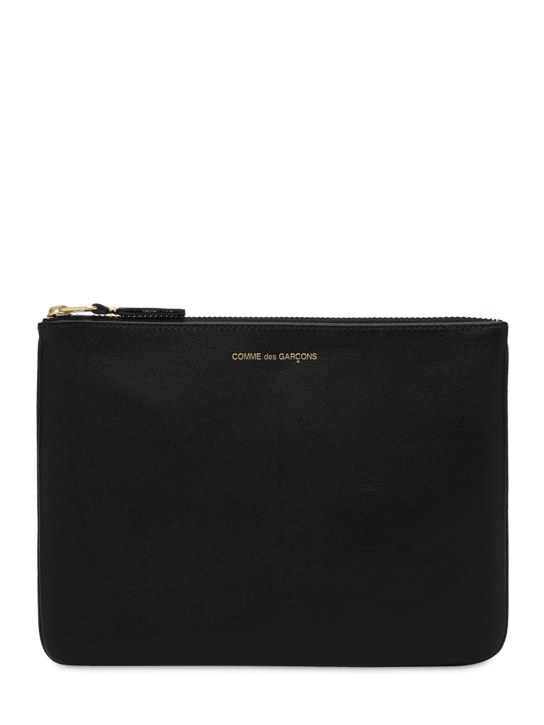 Comme des Garçons Wallet: Logo leather pouch - Black - men_0 | Luisa Via Roma