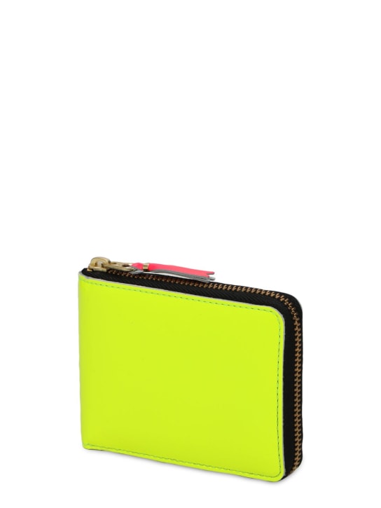 Comme des Garçons Wallet: Super fluo leather zip-around wallet - Yellow - men_1 | Luisa Via Roma