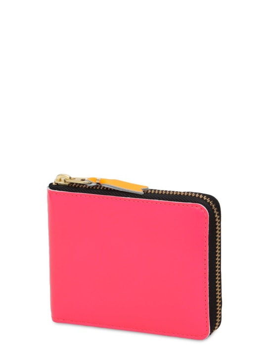 Comme des Garçons Wallet: Super fluo leather zip-around wallet - Pink - men_1 | Luisa Via Roma