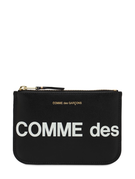 Comme des Garçons Wallet: Huge 로고 가죽 지갑 - 블랙 - men_0 | Luisa Via Roma