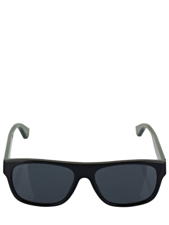 Gucci: Web motif squared acetate sunglasses - Black/Multi - women_0 | Luisa Via Roma
