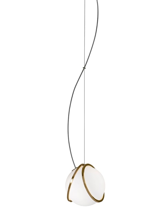 Terzani: Pug pendant lamp w/ canopy - Pol.Brass/Satin - ecraft_0 | Luisa Via Roma