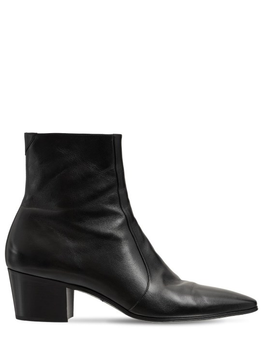Saint Laurent: Vassili 60 leather boots - Black - men_0 | Luisa Via Roma