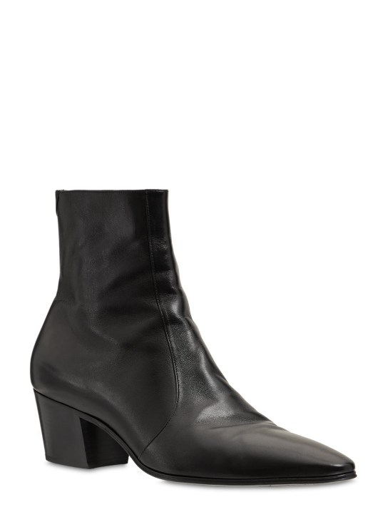 Saint Laurent: Vassili 60 leather boots - Black - men_1 | Luisa Via Roma
