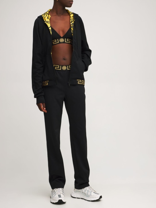 Versace: Greca stretch cotton bra - Black - women_1 | Luisa Via Roma