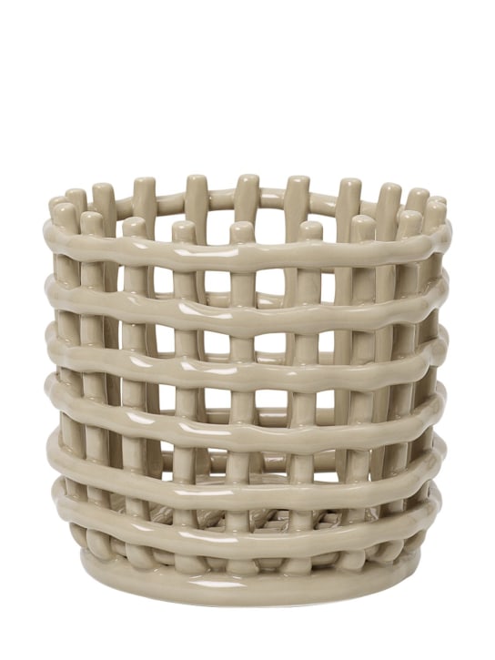 Ferm Living: Large glazed ceramic basket - Cashmere - ecraft_0 | Luisa Via Roma
