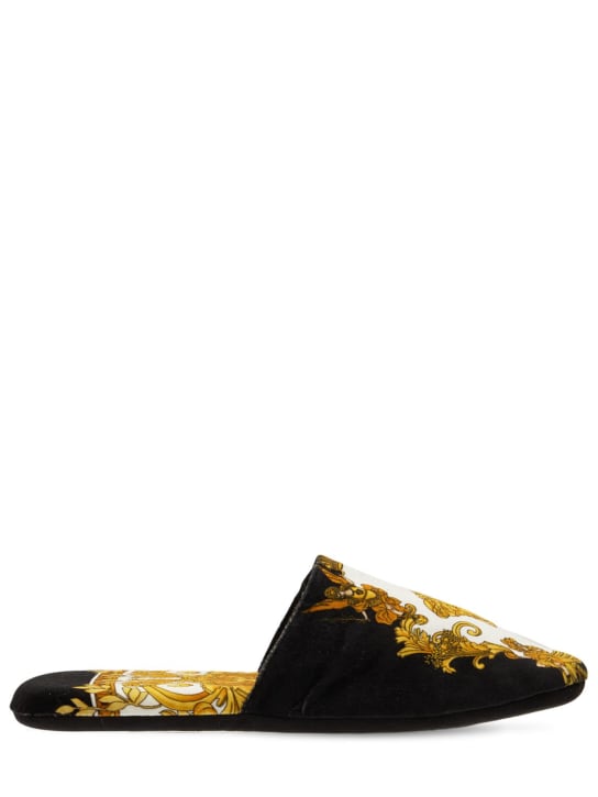 Versace: Pantofole in cotone - Nero/Oro - men_0 | Luisa Via Roma