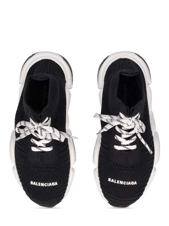 Balenciaga: Sneakers en maille Speed - Noir/Blanc - kids-boys_1 | Luisa Via Roma