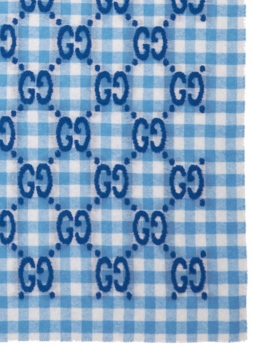 Gucci: GG logo wool blend blanket - Blue - kids-boys_1 | Luisa Via Roma