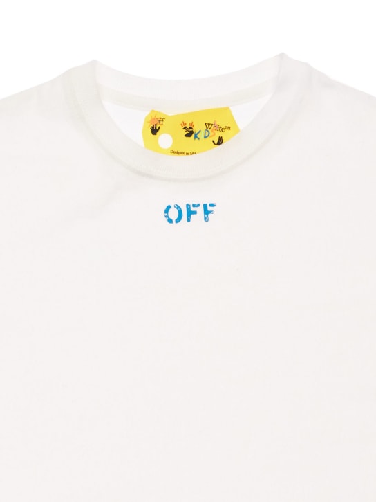 Off-White: T-shirt in jersey di cotone con logo - Bianco - kids-boys_1 | Luisa Via Roma