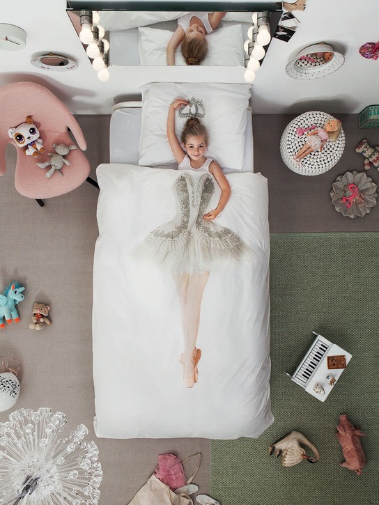 Snurk: Ballerina organic cotton duvet cover set - White - kids-girls_1 | Luisa Via Roma