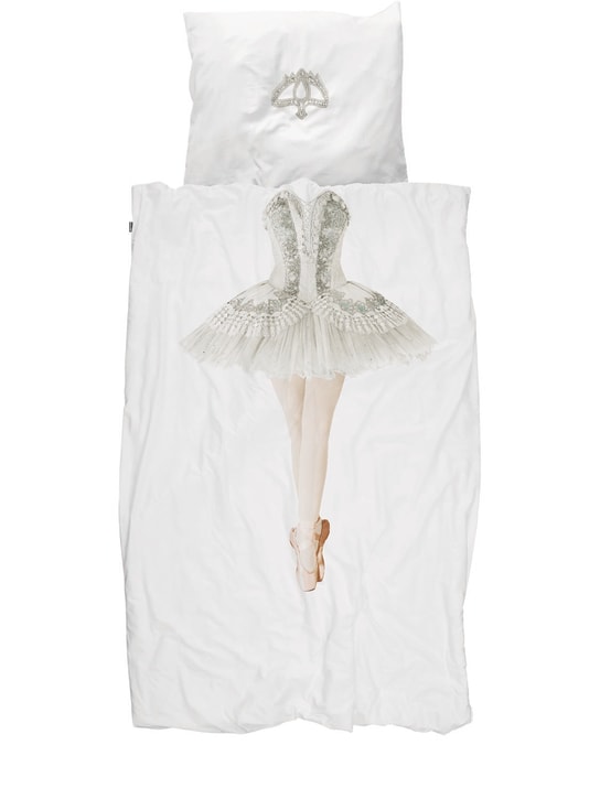 Snurk: Parure de lit en coton biologique Ballerina - Blanc - kids-girls_0 | Luisa Via Roma