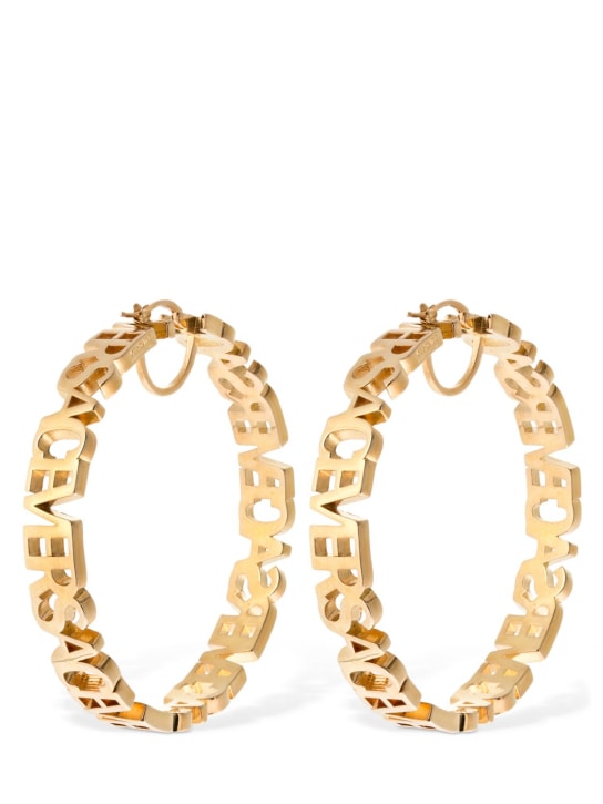 Versace: Versace lettering big hoop earrings - Gold - women_1 | Luisa Via Roma