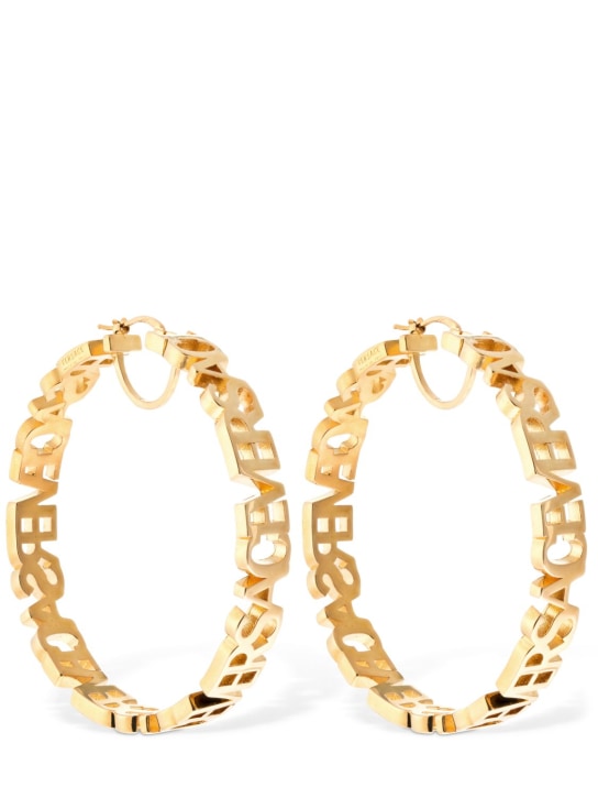 Versace: Versace lettering big hoop earrings - Gold - women_0 | Luisa Via Roma