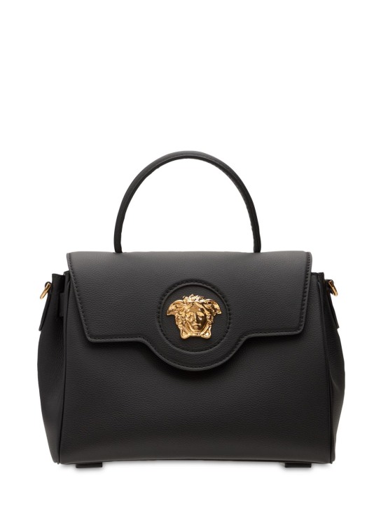 Versace: Medusa leather top handle bag - Black - women_0 | Luisa Via Roma