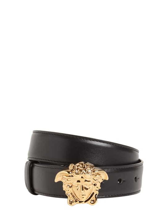 Versace: 3cm Medusa leather belt - Black - women_0 | Luisa Via Roma