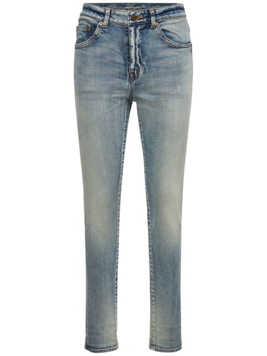 Saint Laurent: Skinny cotton denim jeans - Blue - women_0 | Luisa Via Roma