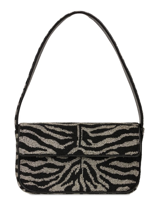 Staud: Tommy zebra beaded shoulder bag - Black/White - women_0 | Luisa Via Roma
