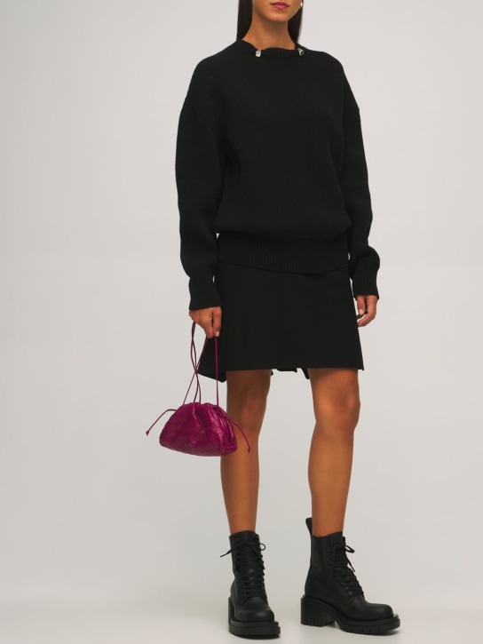 Bottega Veneta: 70毫米Lug皮革系带靴 - 黑色 - women_1 | Luisa Via Roma