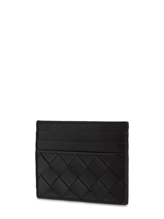 Bottega Veneta: Intrecciato leather credit card case - Black - women_1 | Luisa Via Roma