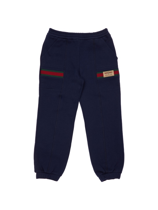 Gucci: Pantaloni in cotone - Navy - kids-boys_0 | Luisa Via Roma