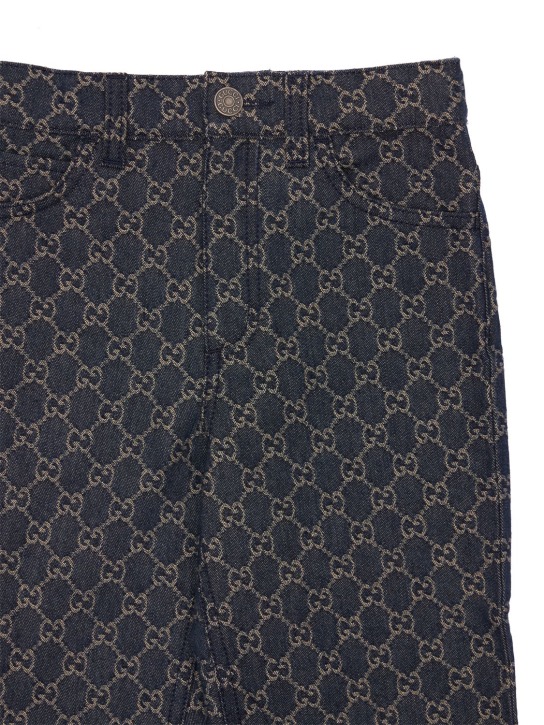 Gucci: GG cotton denim jacquard jeans - Navy - kids-boys_1 | Luisa Via Roma