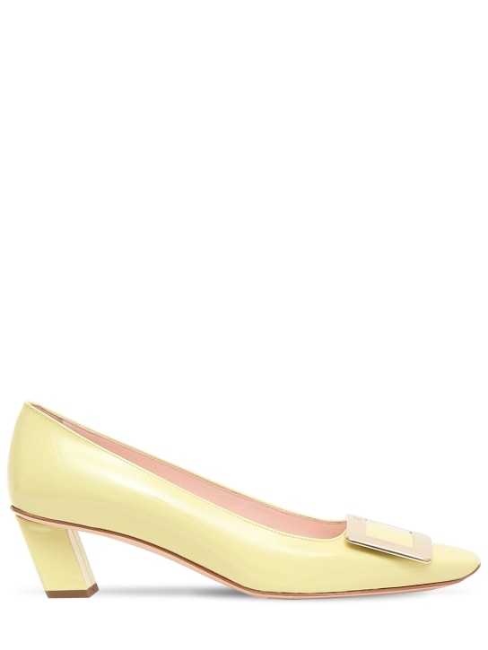 Roger Vivier: Zapatos de tacón Belle Vivier de charol 45mm - Pastel Yellow - women_0 | Luisa Via Roma
