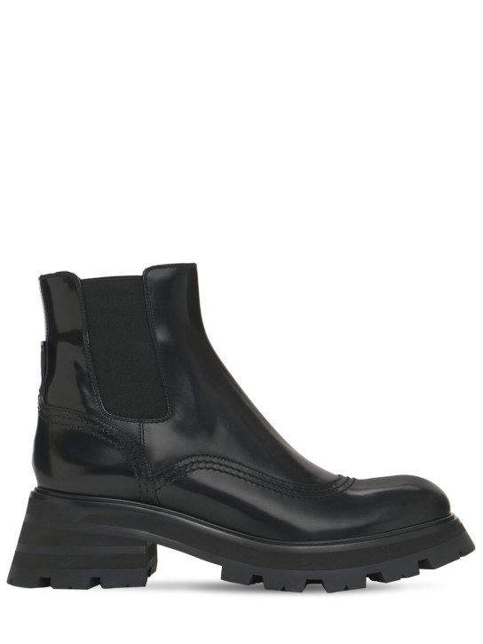 Alexander McQueen: 60mm Wander brushed leather combat boots - Black - women_0 | Luisa Via Roma