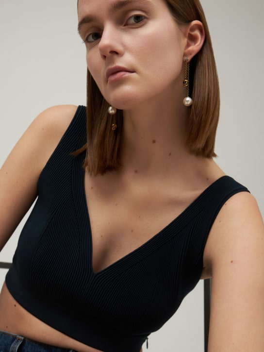 Alexander McQueen: Crystal pearl skull earrings - Multicolor - women_1 | Luisa Via Roma