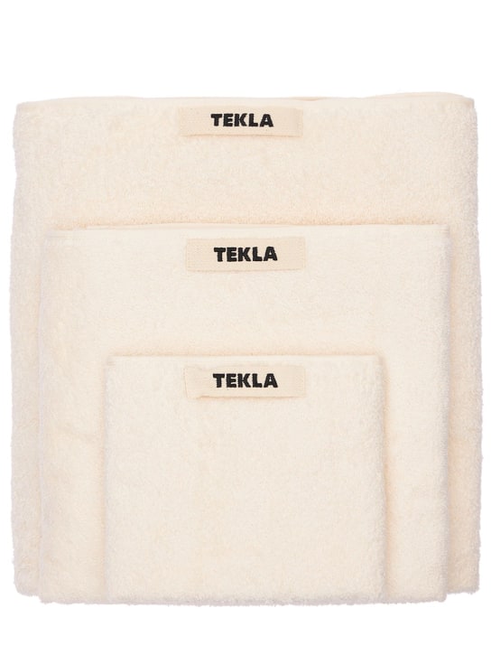 Tekla: Lot de 3 serviettes de bain en coton biologique - Ivoire - ecraft_0 | Luisa Via Roma