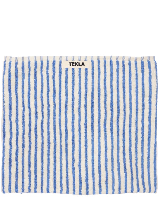 Tekla: Lot de 3 serviettes de bain en coton biologique - Blanc/Bleu - ecraft_1 | Luisa Via Roma