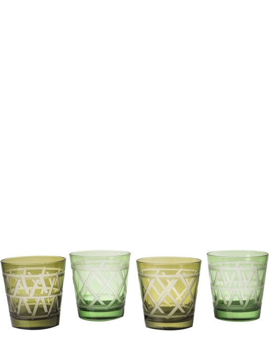 Polspotten: Tie Up set of 4 glass tumblers - Multi-colour - ecraft_0 | Luisa Via Roma